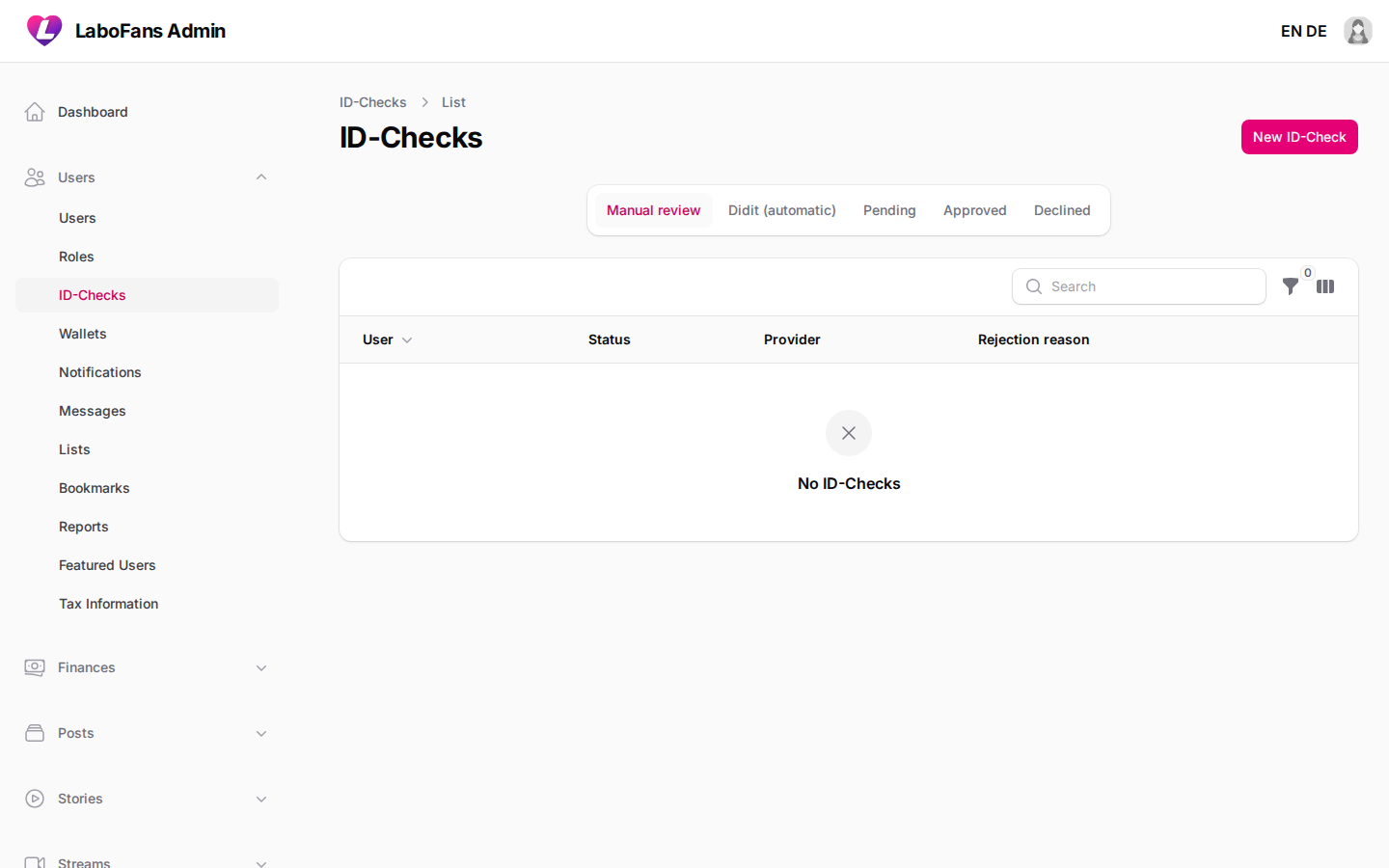 ID Checks (User Verifies) screenshot