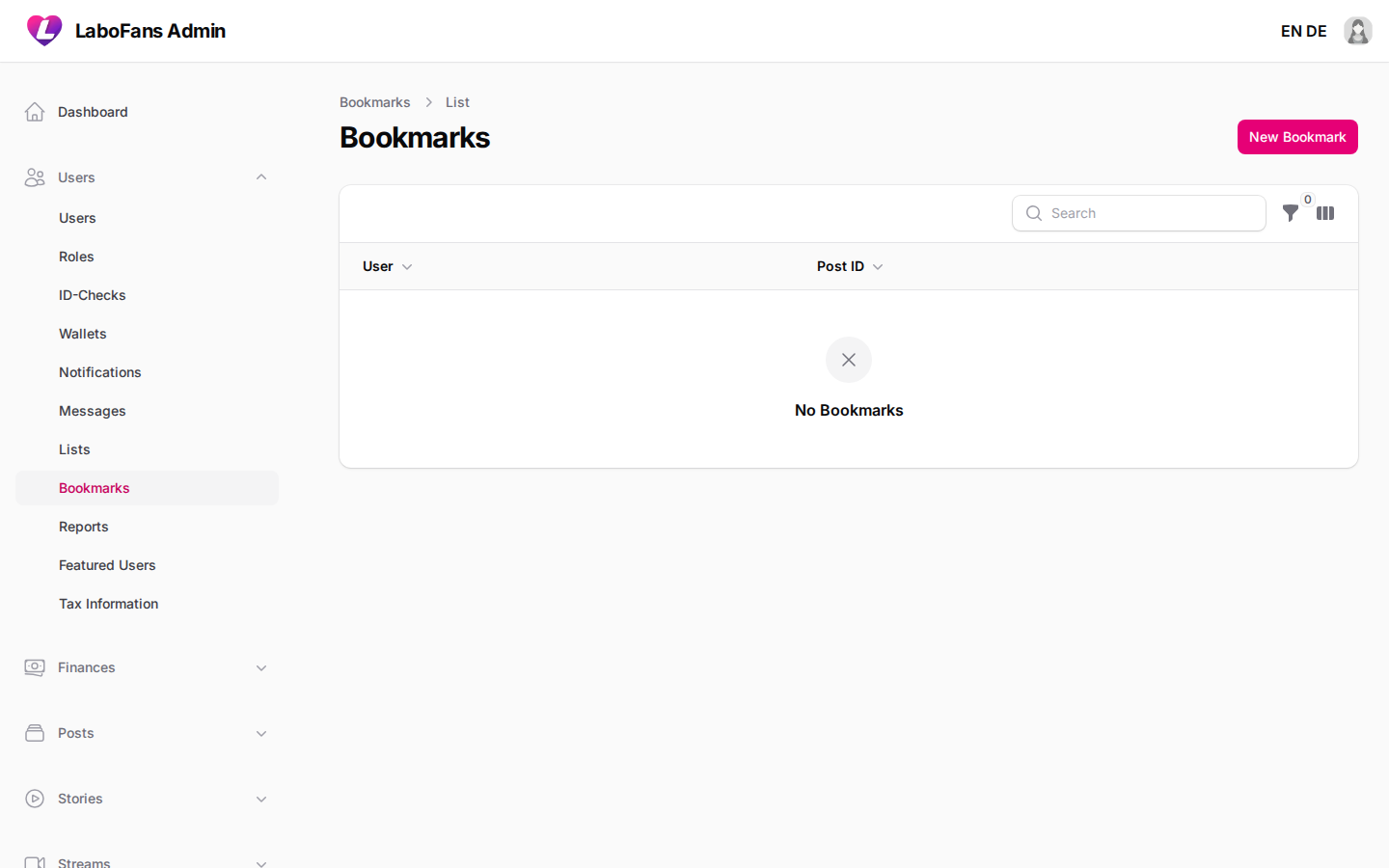Bookmarks screenshot