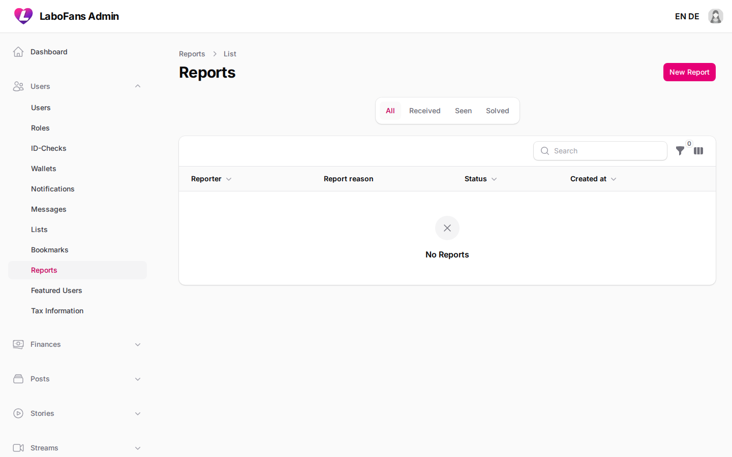 Reports screenshot