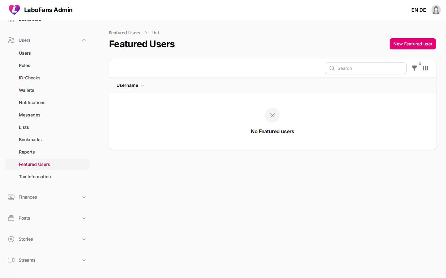 Featured Users screenshot