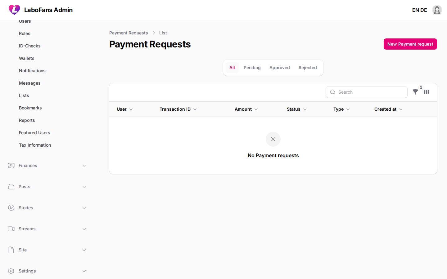 Payment Requests screenshot