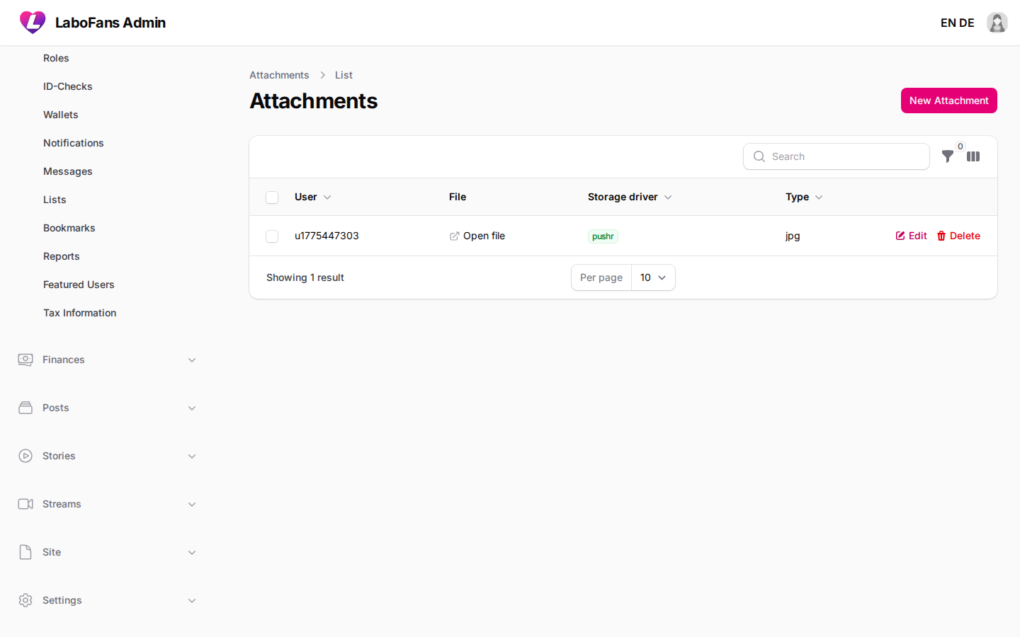 Attachments screenshot