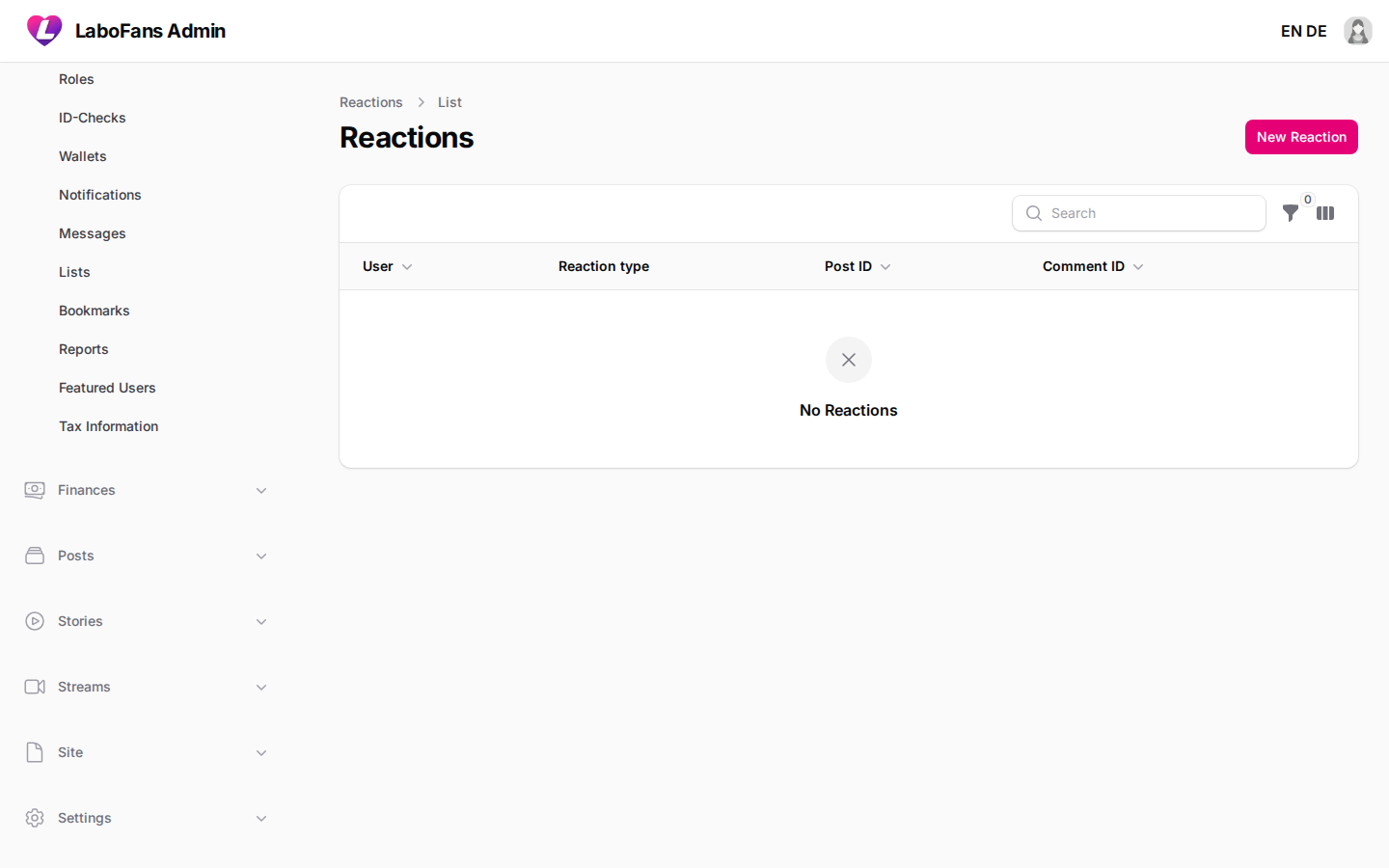 Reactions screenshot