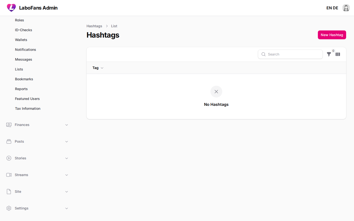 Hashtags screenshot