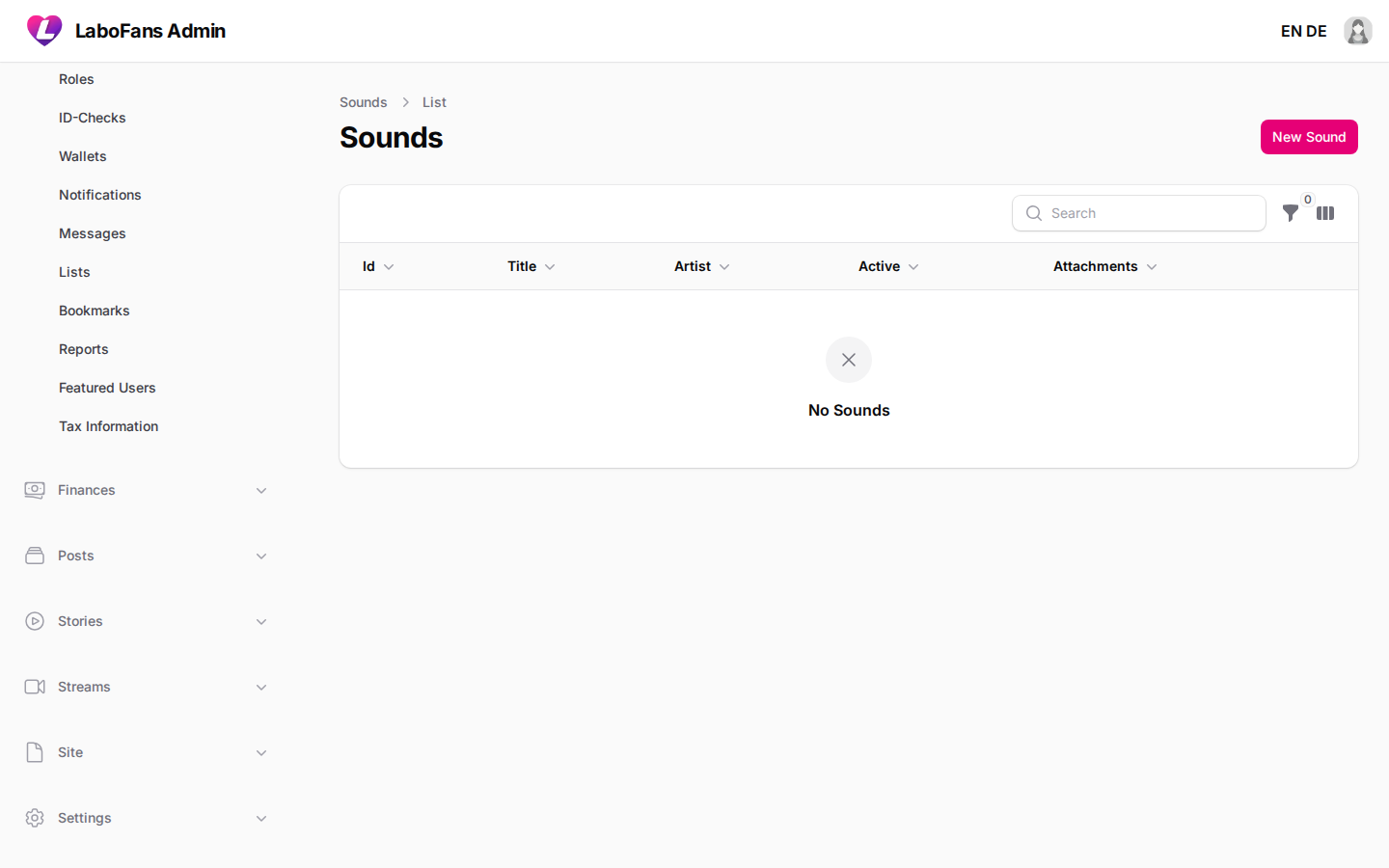Sounds screenshot
