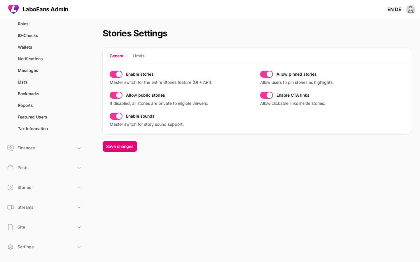 Stories screenshot