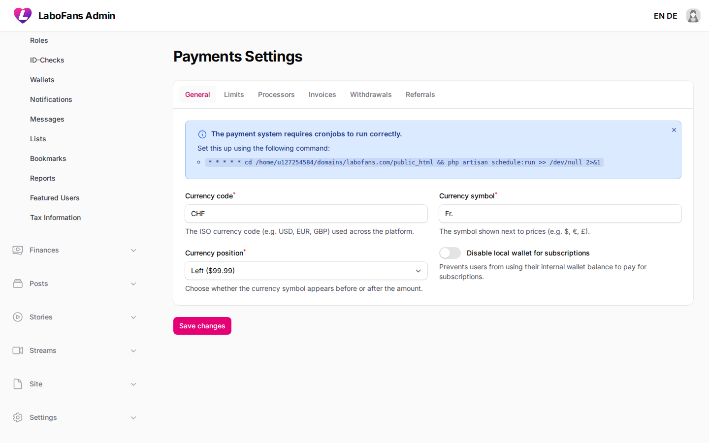 Payments screenshot