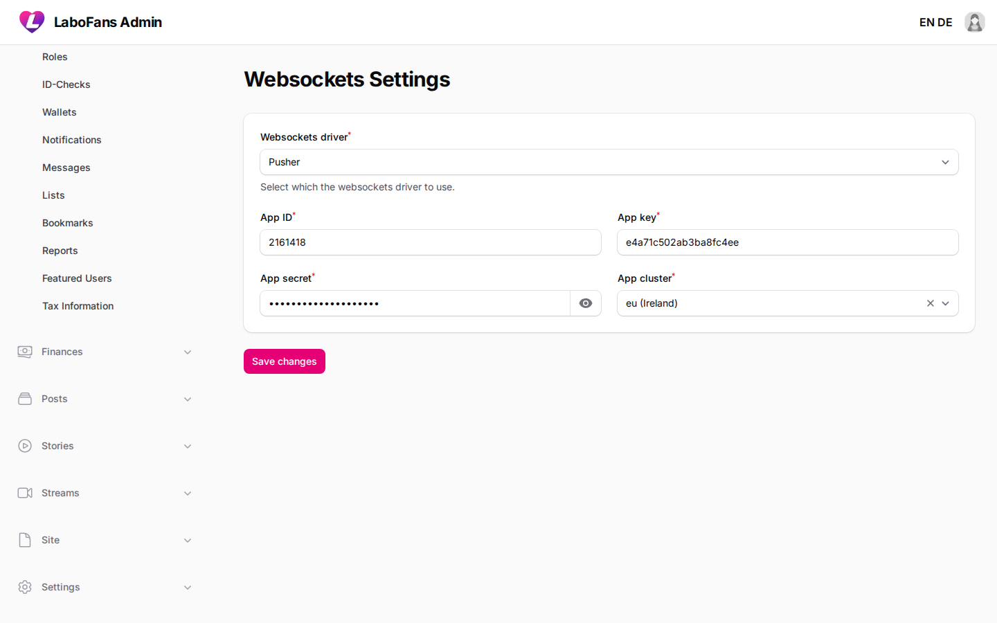 Websockets screenshot
